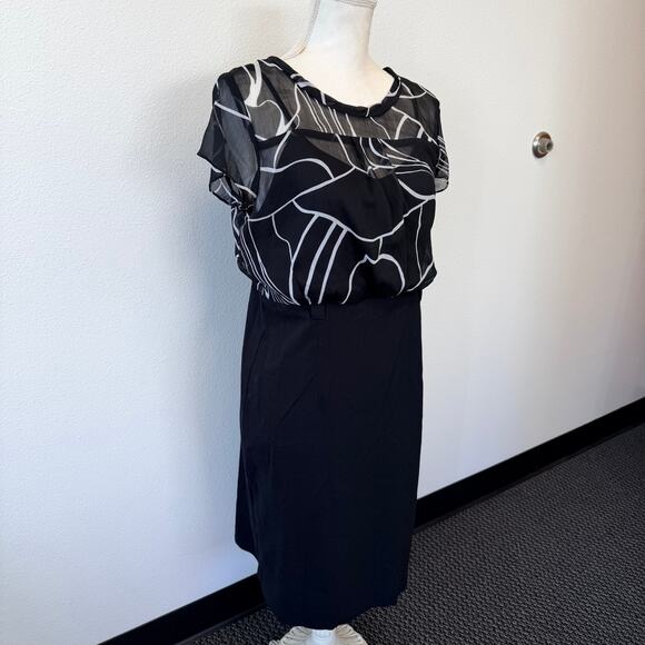 Style & Co Women’s Sleeveless Sheer Top Black & White Knee Length Dress Size 6 - Picture 3 of 11